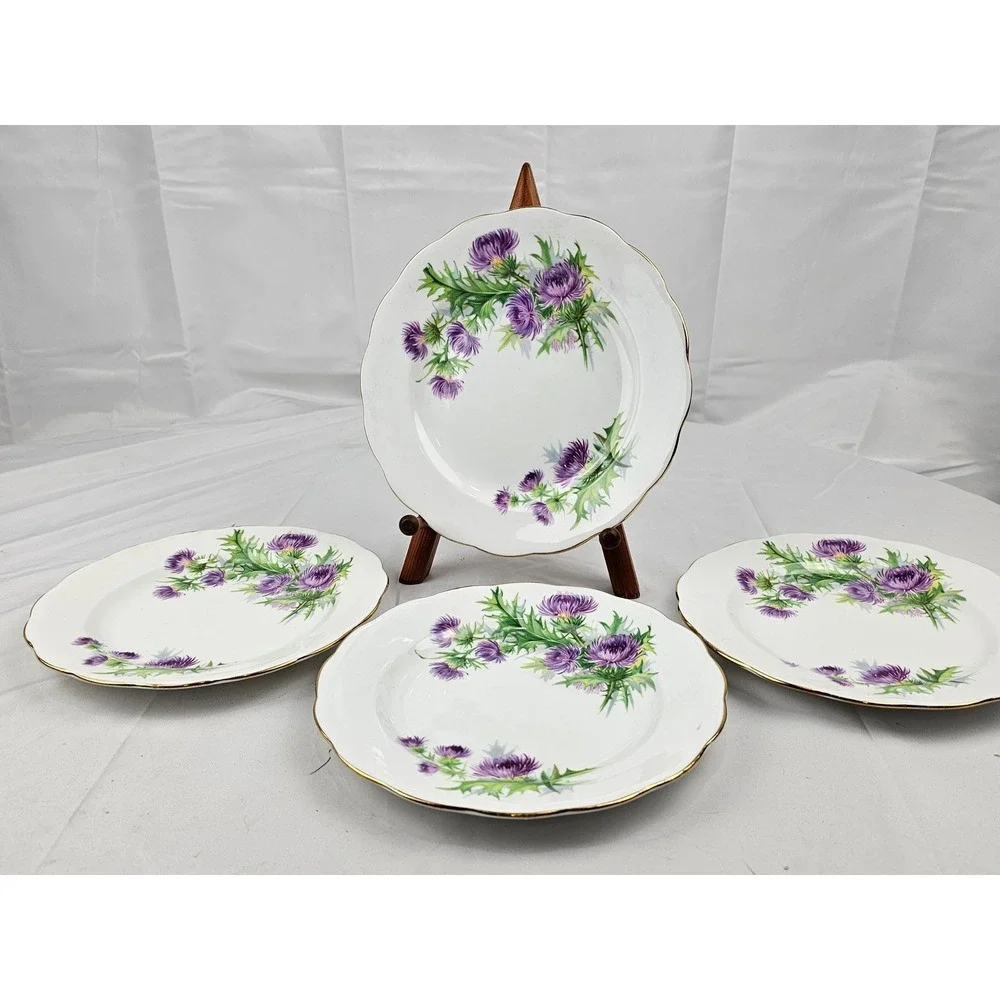 Royal Standard Bone China England Scots Emblem Floral Plates Set of‎ 4